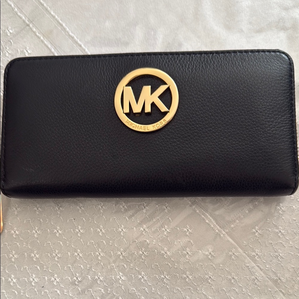 Michael Kors Black Wallet with Gold Logo